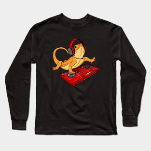 Bearded Dragon DJ Disc Jockey Long Sleeve T-Shirt